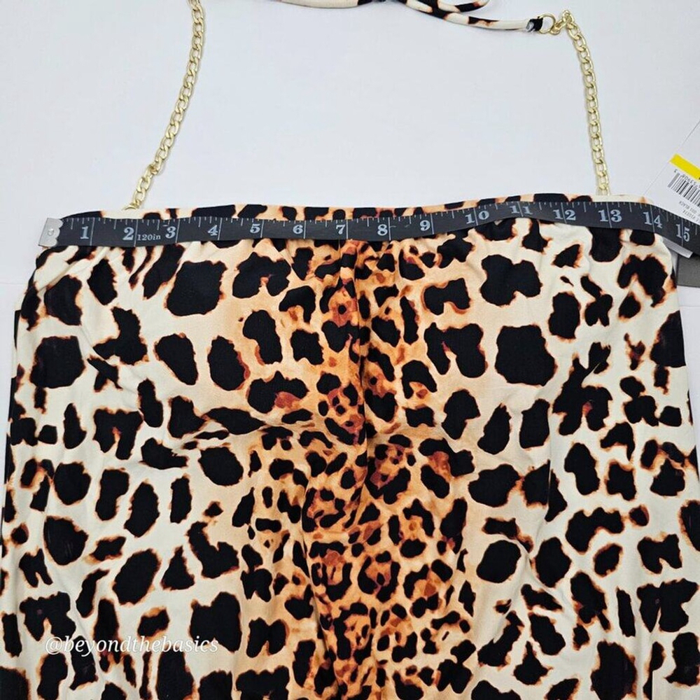 Vince Camuto Cheetah Print Chain Halter Blouson Tankini Top Women's Size M NWT - Picture 10 of 13